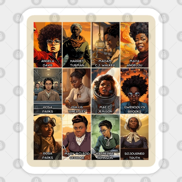 12 Great Women of Black History Sticker by UrbanLifeApparel